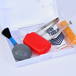 Deluxe seven piece binocular and telescope optics and maintenance cleaning kit