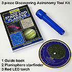 3pc Discovering Astronomy  tool kit (guide book, planisphere and red LED torch )